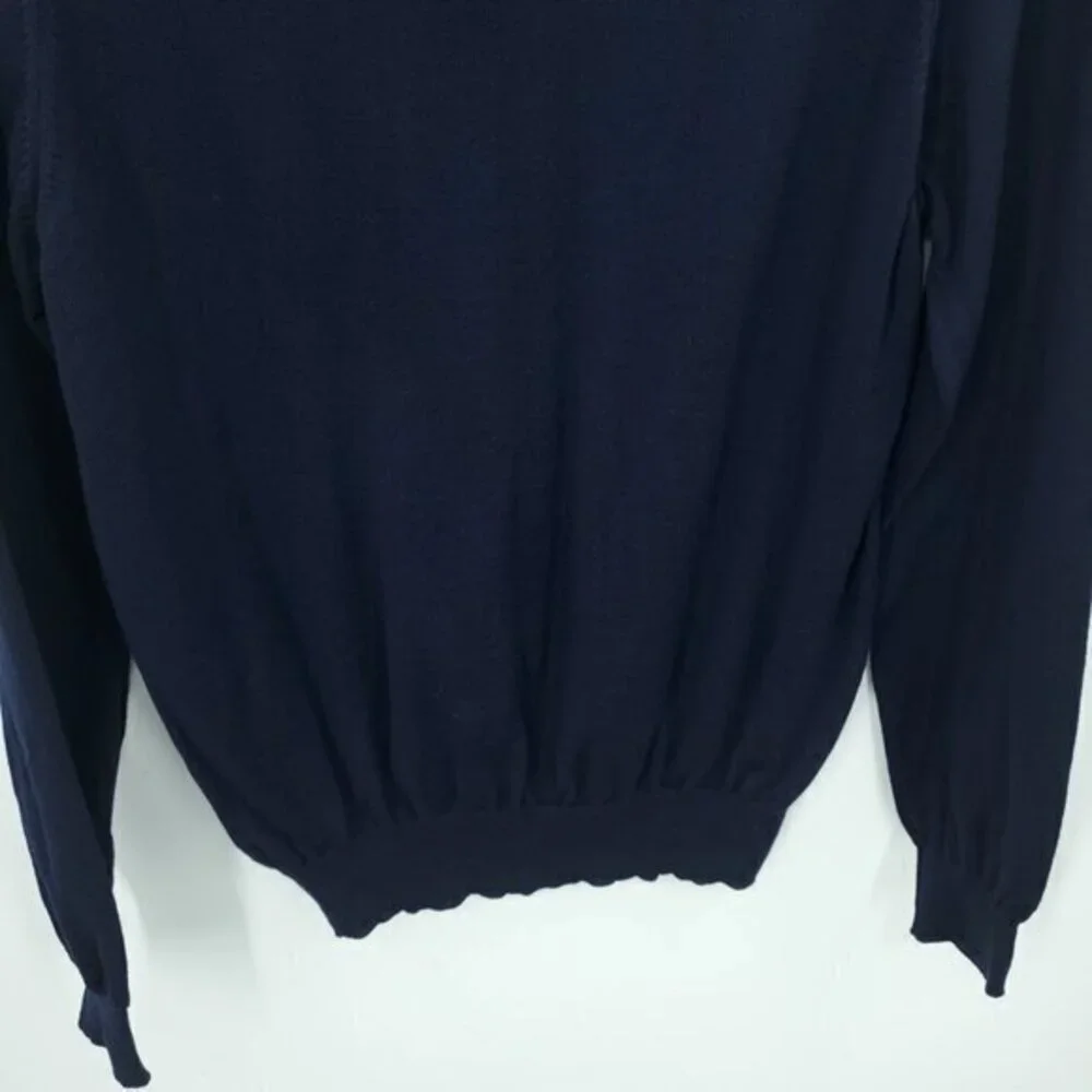 Men's Williams & Kent 100% Merino Wool Fine Knit Turtleneck Sweater M Navy Blue